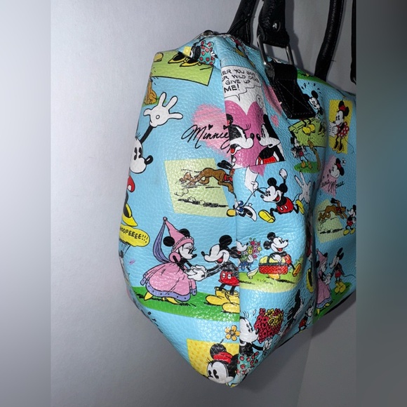 Disney Parks Authentic Mickey & Minnie Mouse Comic Strip Handbag Purse Blue - Picture 4 of 16